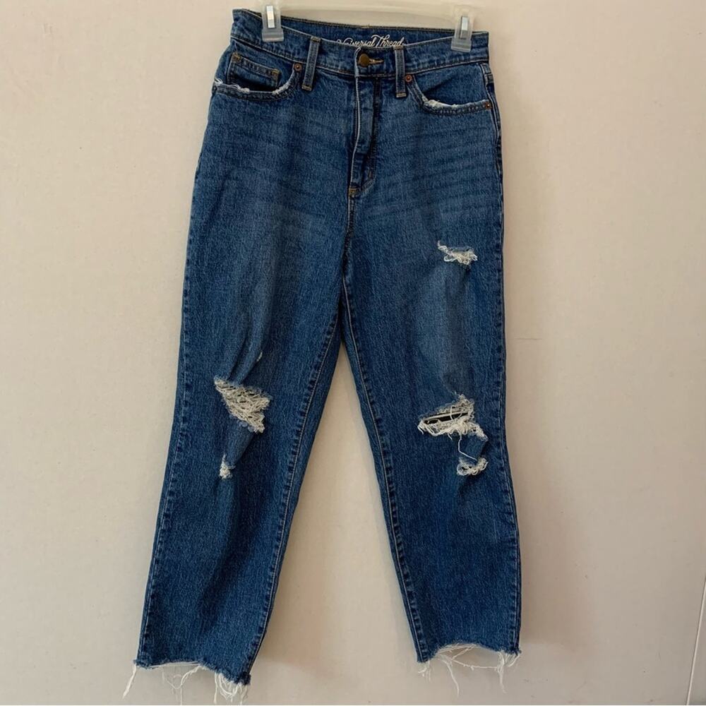 Universal Thread Vintage Straight Distressed Jeans Raw Hem